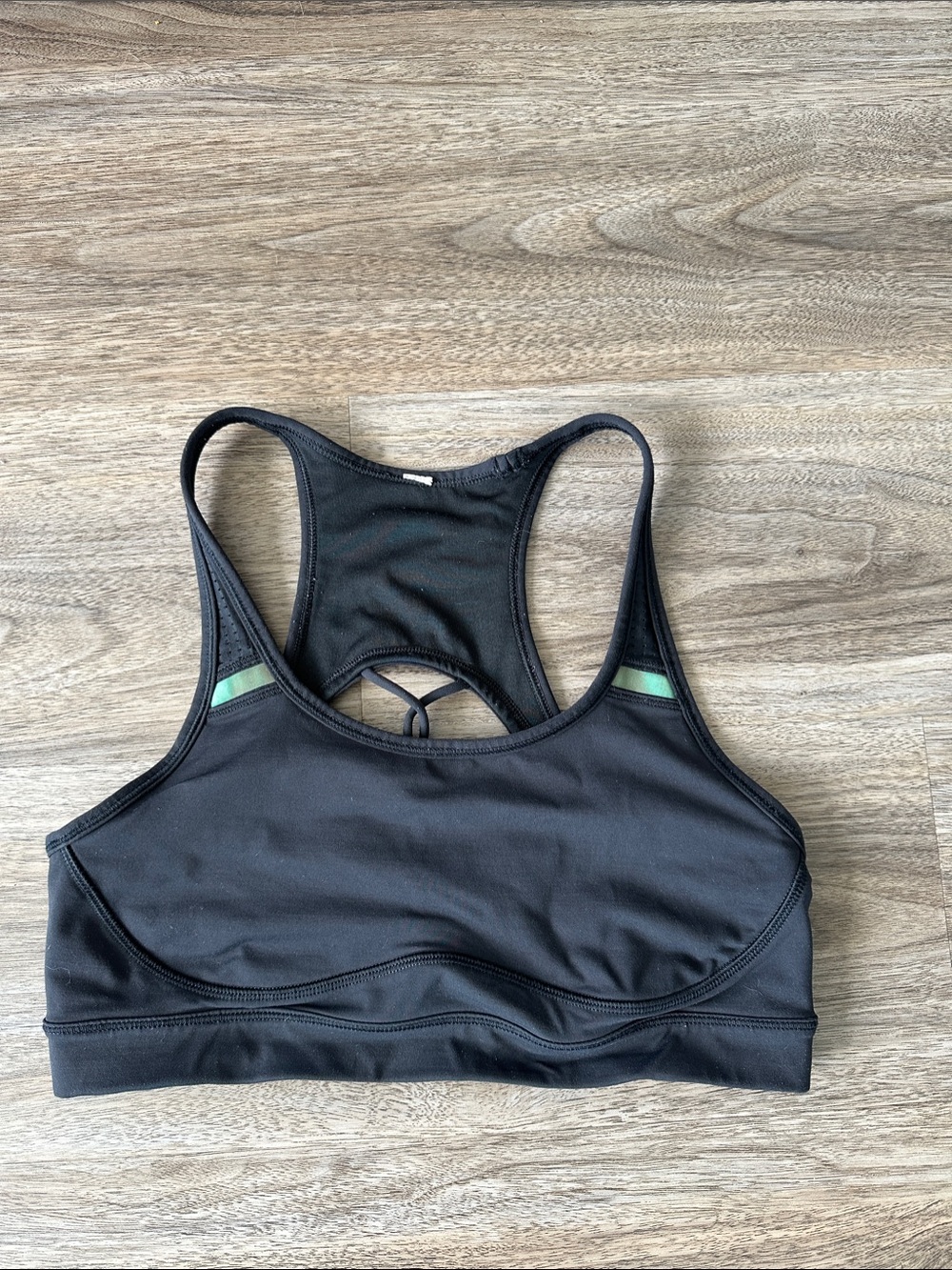 lululemon athletica Black Racerback Sports Bra with Mint Straps